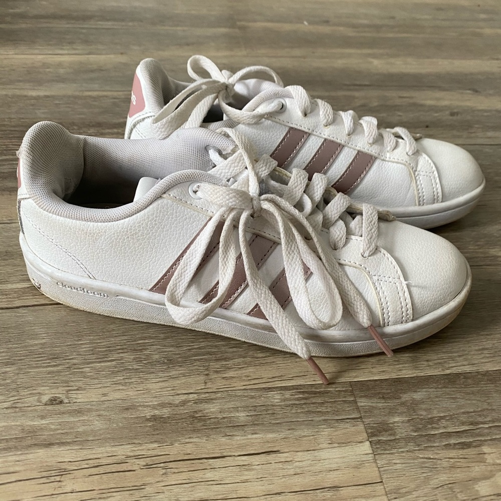 Shiny pink adidas sneakers